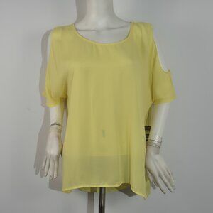 Women’s Chaus Women's Blouse Top Size L Yellow Lightweight Falling Star (40)
